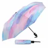 Parapluies peinture à l'huile violet rose moderne parapluie automatique voyage pliant parasol pliant