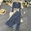 Frauen Chiffon Urlaub Bohemian Zwei Stücke Anzüge Sommer Schnüre -Up Top Split Long Rock Sets Y2K Blumendruck Strand 240412