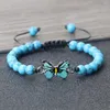 Pulsera de moda de piedra natural de 6 mm de 6 mm para mujeres azules de mariposa de mariposa colgante de brazaletes ágatas tigre tigre beads de lava joyas joyas