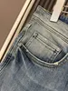 2024 Spring herfst borduurbrief afdrukken zipper herenjeans gebleekte lichte gewassen man's lange potloodbroek wcnz132