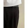 Erkekler Pantolon Siyah Bej Sıradan Erkekler Moda Sokak Giyim Koreli Gevşek Geniş Bacak Erkek Örgü Pantolon M-2XL