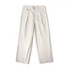 Pantalon masculin à cheviens décontracté blanc rouge pantalon plissé de jambe large