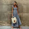 Grundläggande avslappnade klänningar Designerklänning Summer Women's Collage Plaid Suspender Elastic Hem Dress