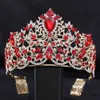 Tiaras barock stor grön blå kristallkrona för kvinnor flickor bröllop elegant brud drottning brud tiaras hår tillbehör pannband