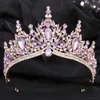 Tiaras Elegant Baroque 10 Color Rose Red Purple Blue Green Crystal Tiara For Women Wedding Girls Party Crown Hair Accessories
