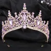 Tiaras barokke vintage 11 kleuren zwart paars blauw groen kristal tiara voor vrouwen bruiloft meisjes nieuwe feestkroon haaraccessoires