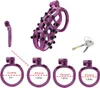 Pink Chastity Cage för män med 4 kukringar och silikonspikar Nylonharts Penis Lock Bondage Gear Accessories Kit BSDM Toys for Couples Sex (Purple-Flat-A5Z)