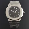 Armbandsur 40mm Square NH35 Movement Automatic Mechanical Men's Watch Sapphire Crystal Date Silver Rostfritt stål Rem