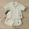 Ensembles de vêtements d'été bébé fille garçon ensemble beige plaid à menty