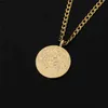 Pendant Necklaces Allah Arabia Half Equipment Necklace Stainless Steel Muslim Couple Round Soul Daily Jewelry Holiday GiftWX