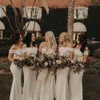 Uit bruidsmeisje schouderschede de elegante jurken vloer lengte op maat gemaakte bruidsmeisje jurk strand bruiloft gastenfeest formele slijtage