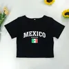 Kobiety dla kobiet seksowna czarna t-shirt z grunge kobiety meksykańska piłka nożna dziewczyna uprawa topów letnie vintage swobodny sport krótki rękaw Y2K streetwear