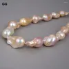 Hänghalsband gg naturlig rosa keshi barock pärlchoker halsband guld pläterad lås klassiker för kvinnor