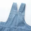 Macacão novo Summer Kids jeans macacão meninas fofas casuais jeans fit 1-4t ldren Outwear calças H240509