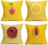 Kudde Yellow Linen Cover Summer Fruit Series Pillowcase Office Home Soffa Dekorativ fyrkant 45x45 Fall