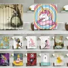 Set 3D Cartoon Totoro Unicorn Shower Curtain Bath Cute Screen Bath Curtain Waterproof för heminredning Badrum Artikel