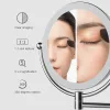Set LED -väggmonterad badrumsspegel 8 tum 5x förstoring upplyst makeup spegel EU/US Plug Bath Vanity Cosmetic Mirror