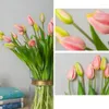 Decorative Flowers Hand Tied Artificial Tulips 7 Head Fake Tulip Bouquet Wedding Engagement Dinner Fresh Tabletop Decoration Living Room