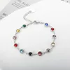 Jinhui Bracelet coloré Bracelet iTy T S Brangle en acier inoxydable pour les femmes 12 Persones de naissance Bijoux de chaîne de cristal arc-en-ciel 240429