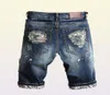 Slim Jeans Shorts Männer Marke zerrissener Sommer Capri Men039s Modeber Casual Elasticity Distressed Hole Blue Denim Short Jean3542196