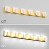 Aipsun 5 lampor modernt ledande badrum fåfänga ljus akryl rostfritt stål krom upp och ner badrum väggljus över spegel (vitt ljus 6000k)