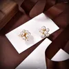 Stud Earrings French Light Luxury Pearl Inlaid Ball Fashionable And Premium Sweet Cool Style