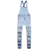 Jeans pour hommes High Street Ripped Slim Strap Stretch Stretch Stretch Dungaes Male Biker Sauthes Jumps Contan