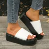 Kadın platform sandalet moda yaz slaytları plaj flip floplar deri toka kalın dip gladyatör sanal terlik sıradan ayakkabılar siyah beyaz boyut 36-43