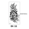 Großgröße schwarzes Blumenmuster gefälschter Tattoo Aufkleber für Frauen Punkt Rose Pfingstrose vorübergehende Tätowierungen DIY Wassertransfer Mädchen 240423