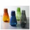 Waterflessen koude ketel kruik warmtebestendige glazen sportfles huishouden gebruik kleur één pot en cup set drinkware drink ware