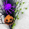 Fleurs décoratives Funny Pumpkin Artifical Flower Branch Ornement Black Halloween atmosphère Décoration Outdoor Garden Horror Decor