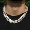 20 mm 16-24 pouces Nouveaux hommes Baguette Hiphop Collier Bracelet Heavy Gold Silver Color Cuban Chain Iced Out Zirconia Miami Link Fashion Rock Rock Jewelry