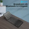 Bow Hebreeuws/Korea/Rusland draadloos vouwtoetsenbord met touchpad oplaadbaar opvouwbaar Bluetooth -toetsenbord voor tablet iPad 240419