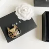 Luxury 18k Gold-Plated Brooch Brand Designer New Cat Head Shaped Design Fashionable Girl Brooch High-Quality Boutique Gift Brooch Box Birthday Party