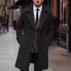 Trench maschili da uomo Blazer Woolen Coat Uomini Vintage Curno Down-Down Double Sfrilla Bullo lungo Giacca lunga Mens Sooldoming Fashion Fashion Fashion Solid