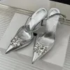 Special Sandal With Diamond 2024 Stylish Pointy Women's Party Shoes Designer Backless Classic Heels Sexiga Skinny Heels Sandaler