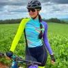 Rxkecf go pro équipe triathlon set en jersey de cyclisme féminin costume une pièce à manches courtes macaquinho ciclismo féminino gel pad 240416