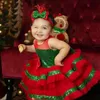 Mädchenkleider 1 2 3 4 5 Jahre Prinzessin Mädchen Pailletten Pailletten Hochzeitsfeier Tutu Kleider Kinder Weihnachtskostümkleidung mit großem Bogen