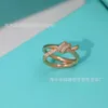 Women Band Tiifeniy Ring smycken samma typ av knut full diamantring dal 18k rosguld sammanvävda alla hjärtans gåva