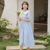 Повседневные платья Mori Girl Solid Vestidos Summer Fashion с коротким рукавом женский платье Kawaii