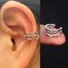 1ピースジルコン魅力的なイヤリングの耳の耳のカフは、女性の幾何学的な幾何学C形状耳板ラップクライミングイヤリング240418