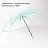 Parapluies transparents pliants transparents mignons mini-séries simples fraîches Sen Trifold Cherry Blossom Transparent Umbrella