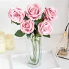 Torkade blommor 5st lång gren Big Artificial Rose Flowers Home Wedding Party vardagsrum Dekoration Diy Retro Bouquet Högkvalitativ falsk växt