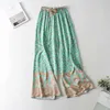 Женские брюки Boho Queens Women Green Green Floral Print наряды на рукавицах, рукавые вершины богемные створки завязывание 2 кусочки