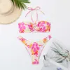 Gefärbte sexy Frauen geteilte Körper Badeanzug mit Nackengurt, heißer Spring Beach Bikini