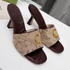 Designer Sandals Chaussures glissades pantoufles Femmes talons mule classique Printing Le cuir chambre pantoufle house chaussures hautes sandales de qualité supérieure