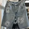 23SS diamant incrusté kapok motif denim jeans shorts hommes femmes lavage short vintage minuscule étincelle 240415