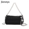 Sacs à bandouliers Jierotyx 2024 Spring S Femmes Perle Perles Chains Bridal Gothic Black Siliver Fashion Messenger