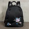 Bie yang original em estilo chinês bordado saco feminino nylon nylon mochila de mochila negra estilo étnico casual estilo