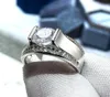 Bröllopsringar Huitan Luxury Bands Men Finger Solitaire Round Zirconia Crystal Manlig äktenskap Silver Color Statement Smycken9128689